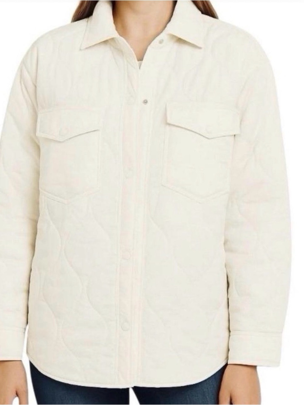 bagatelle Quilted Shirt Jacket in Cream